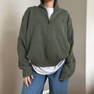 ✖️SOLD✖️Polo by Ralph Lauren vintage dark green knit quarter zip sweater